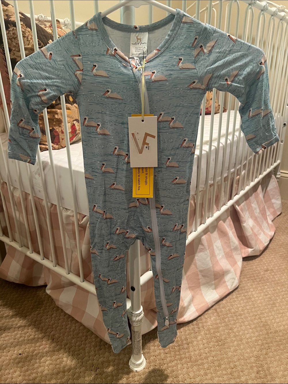 NWT Velvet Fawn Blue Pelican Print One-Piece Footie
